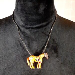Vintage Horse Pendant/Pin Necklace